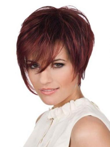 Red Boycuts Remy Human Hair Designed Short Wigs