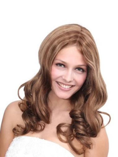 Brown Remy Human Hair Wavy Durable Long Wigs
