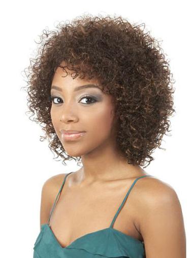 Brown Afro Curly Soft African American Wigs