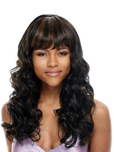 Brown Indian Remy Hair Wavy Gorgeous African American Wigs