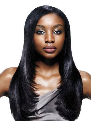 Straight Black Without Bangs Fashionable African American Wigs