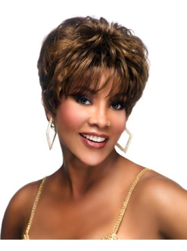Brown Synthetic Wavy Affordable African American Wigs