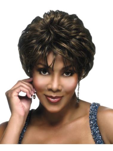 Brown Layered Wavy Popular African American Wigs