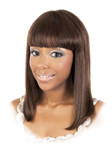 Straight Brown Indian Remy Hair Good African American Wigs