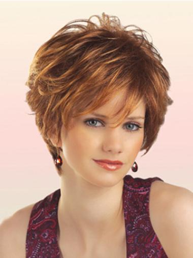 Auburn Layered Wavy Hairstyles Synthetic Wigs