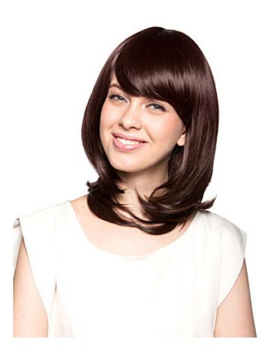 Auburn With Bangs Wavy Sassy Synthetic Wigs