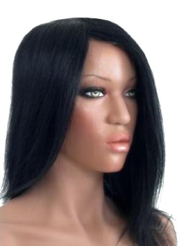 Straight Black 100% Hand-tied Affordable Human Hair Wigs