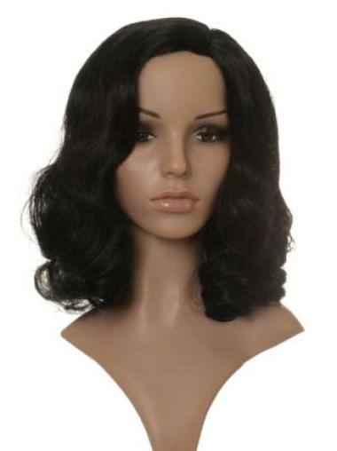 Wavy Black Without Bangs Comfortable Celebrity Wigs