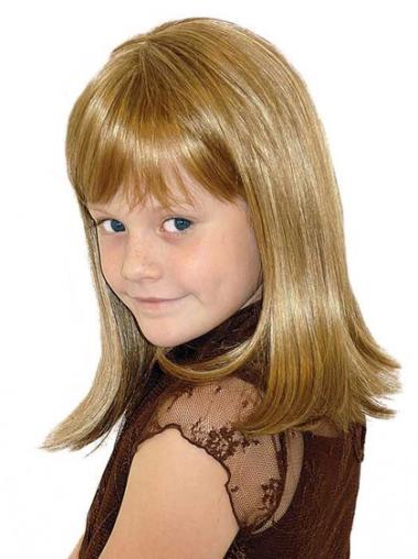 Straight Blonde 100% Hand-tied Modern Kids Wigs