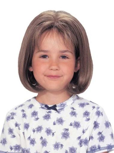 Brown Bobs Straight Hairstyles Kids Wigs