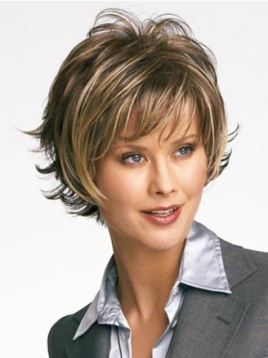 Wavy Brown Layered Discount Short Wigs