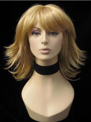 Straight Blonde With Bangs Popular Medium Wigs