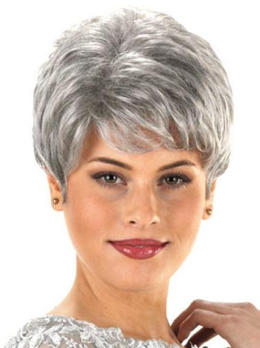 Short Synthetic Hairstyles Grey Wigs