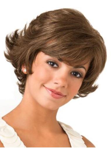 Wavy 8" Brown Lace Front Bob Wigs For Women