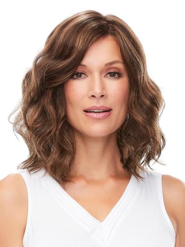 Wavy 14" Shoulder Length Layered Brown Heat Safe Wigs
