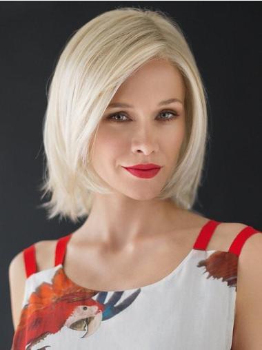 Straight 12" Chin Length Layered White Heat Resistant Wig