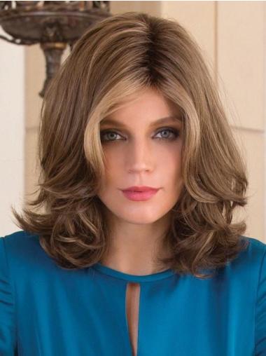 Wavy Capless Without Bangs 13" Synthetic Light Brown Wig
