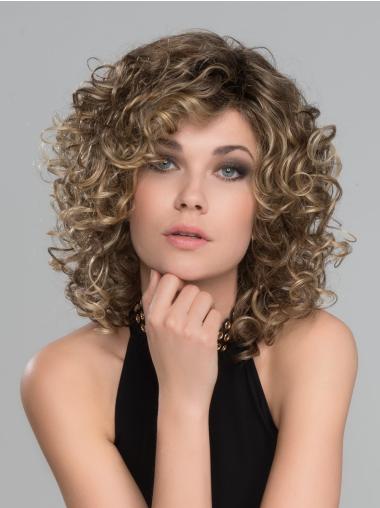 12" Lace Front Classic Curly Brown Women Wig Medium