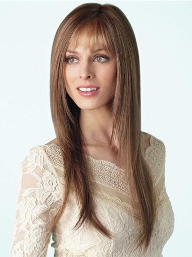 Long 18" Synthetic With Bangs Brown Lace Wigs Buy