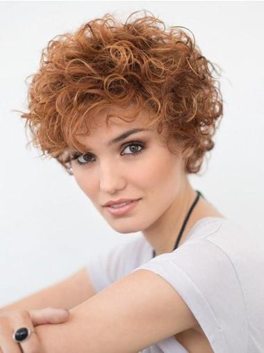 Short 6" Synthetic Without Bangs Blonde Lace Wig