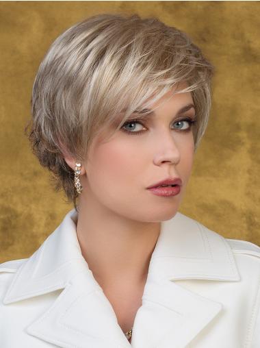 Wavy Brown 8" 100% Hand-tied Chin Length Classic Womens Wigs