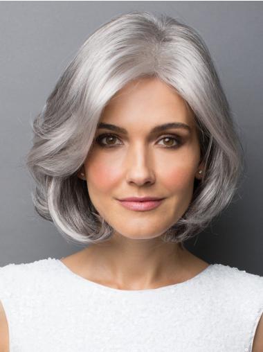 Wavy 10" Chin Length Layered Platinum Blonde Synthetic Cheap Wigs