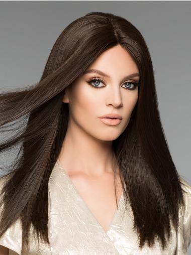 100% Hand-tied 16" Brown Without Bangs Wig Human Hair