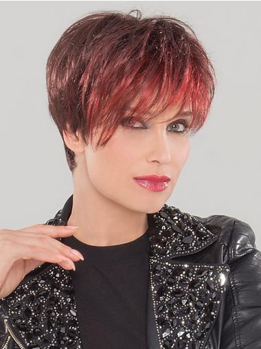 Cropped 4" Boycuts Straight Red Synthetic Wig