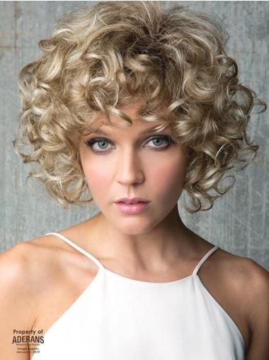 10" Lace Front Classic Curly Blonde Medium Length Layered Wigs
