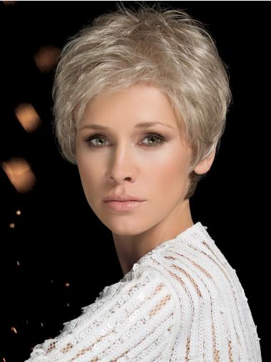 Straight Synthetic Layered Platinum Blonde Short Pixie Cut Wigs