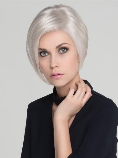 Straight Synthetic Without Bangs White Pixie Wigs Women