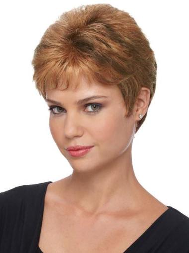 Straight Synthetic Boycuts Brown Cheap Short Wig Pixie
