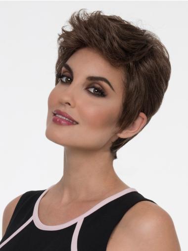 Straight Synthetic Boycuts Brown Short Pixie Wigs Women