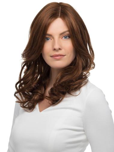 100% Hand-tied 16" Brown Layered Human Remy Hair Wigs