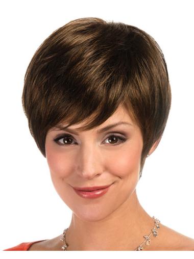 Straight Brown Layered Designed Short Wigs