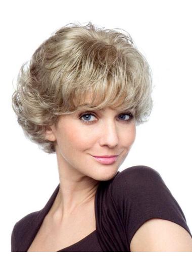 Curly Blonde With Bangs Hairstyles Short Wigs