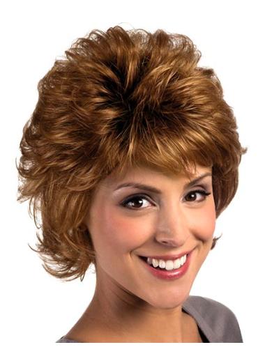 With Bangs Auburn Curly High Quality Short Wigs