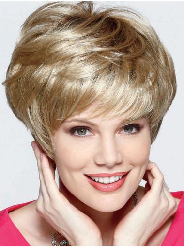 Straight Blonde Layered High Quality Short Wigs